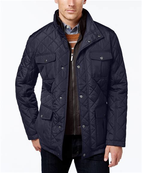 London Fog Mens Corduroy Trim Layered Quilted Jacket Quilted Jacket