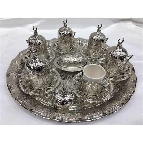 Handmade Copper Ottoman Turkish Coffee Cups Set Pcs Arabic Coffee