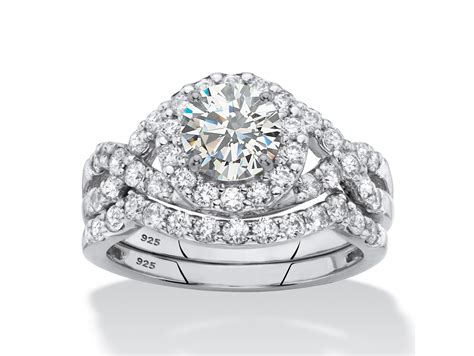 Palmbeach Jewelry Cubic Zirconia 2 Piece Wedding Ring Set In Platinum