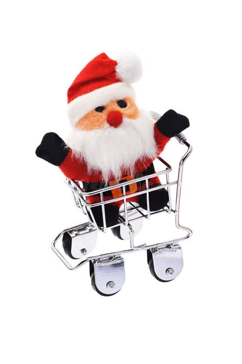 Santa Claus In Shopping Cart Stock Photo Image Of White Santa 5774164