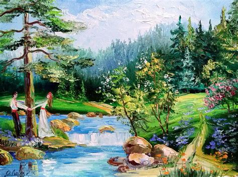 A River In The Forest Painting By Olha Darchuk