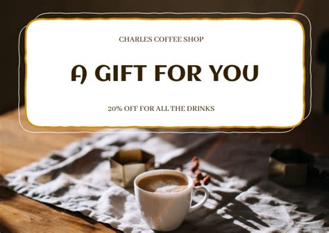 Brown Coffee Shop Photo T For You T Card T Card Template