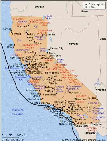 Map Of West Coast California Holiday Map Q Holidaymapq