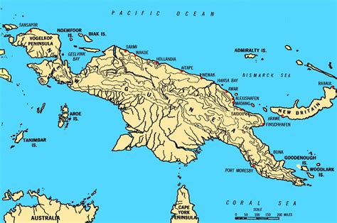 Map Map Of New Guinea Showing Major Coastal Strategic Regions Map