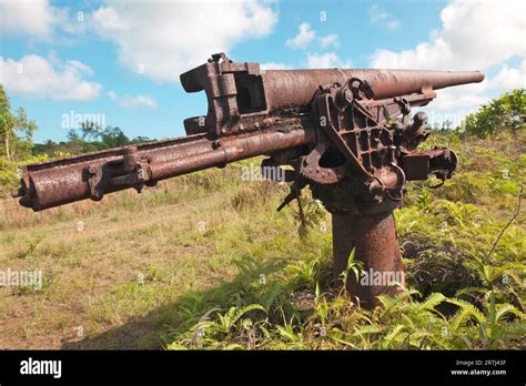 Japanese Historic Anti Aircraft Gun Left Behind Wwii Relic Memorial