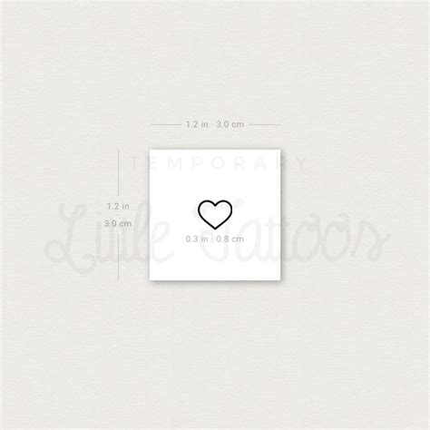 Tiny Heart Outline Temporary Tattoo Set Of 3 Little Tattoos