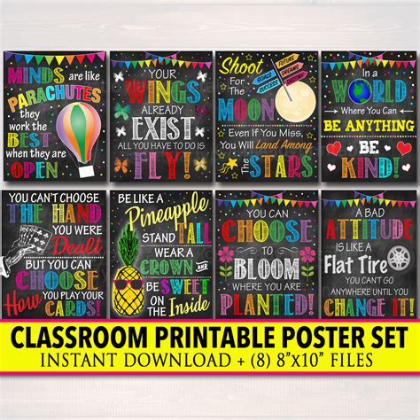 Chalkboard Classroom Poster Set Tidylady Printables