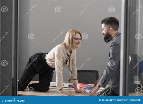 Boss Domination At Work Sexual Harassment Concept With Man And Woman