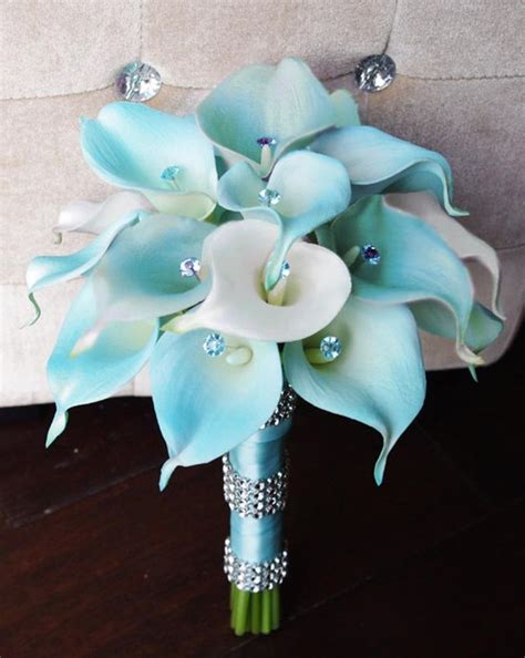 Aqua Wedding Bouquet Custom Turquoise Bouquet Teal Wedding Bouquet