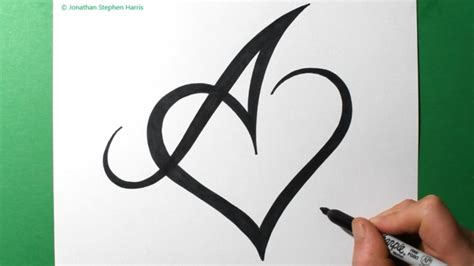 How To Draw Letter A And Heart Fancy Lettering Stylized Initials