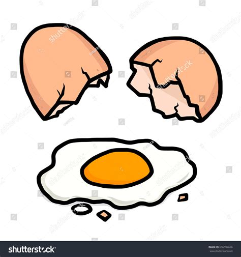 Cracked Egg Cartoon Vector Illustration Hand Stock Vector Royalty Free