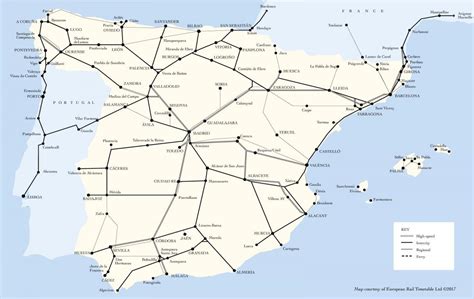 Mappa Dei Treni Della Spagna Linee Ferroviarie E Treni Ad Alta