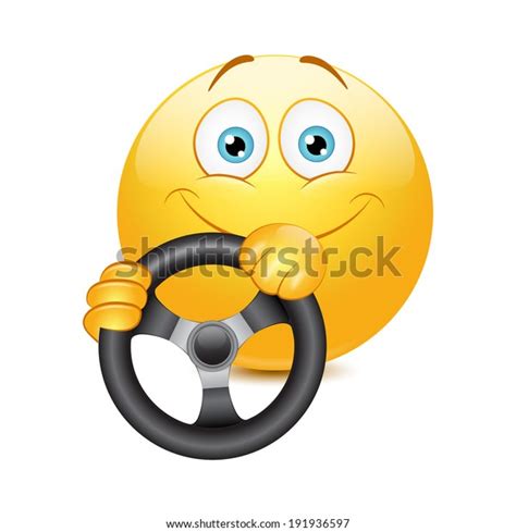 Vektor Stok Driving Emoticon On White Background Vector Tanpa Royalti 191936597 Shutterstock