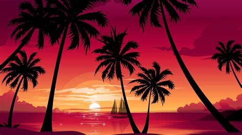 Palm Tree Sunset Wallpapers Bigbeamng