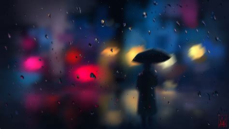Download Wallpaper 3840x2160 Silhouette Rain Blur Drops Bokeh