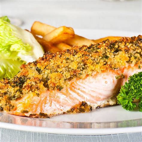 Baked Salmon With Parmesan Herb Crust Recipe Yummly Recipe Baked