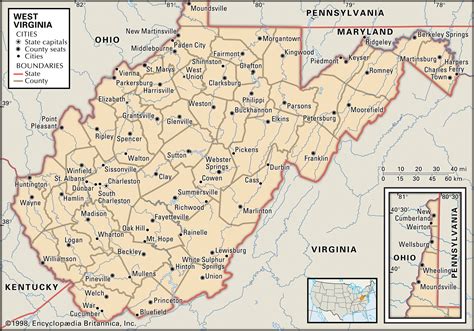 West Virginia State Map With Cities