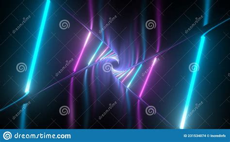 Ultraviolet Neon Tunnel Laser Beam Glow Illuminate Endless Spiral Pink