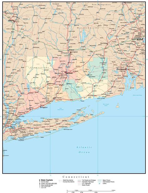Connecticut Adobe Illustrator Map With Counties Cities County Seats