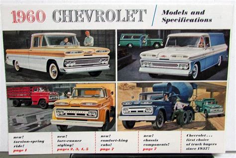 1960 Chevrolet Truck Full Line Models And Specifications Sales Brochure