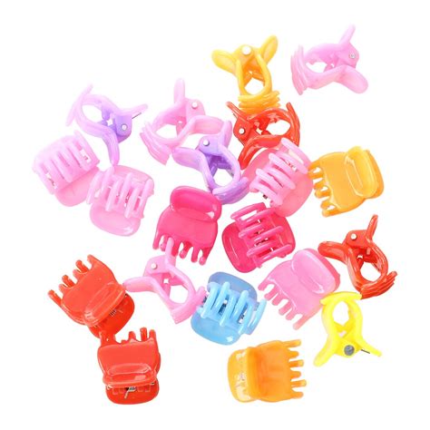 20 Colorful Assorted Mini Small Plastic Hair Clips Claws Clamps On