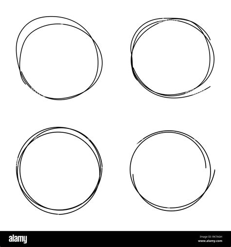 Set Of Vector Hand Drawn Circles Using Sketch Drawing Scribble Circle