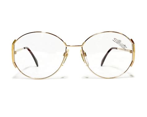 round vintage silhouette glasses frame gold designer glasses etsy