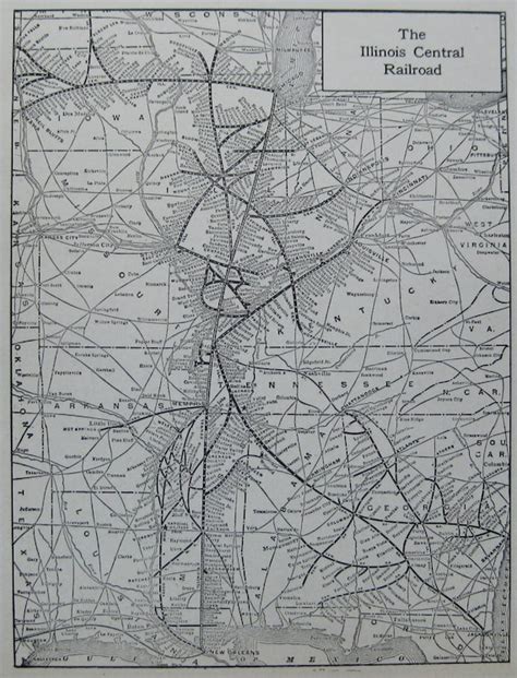 1921 Illinois Central Railroad Map Antique 1900s By Plaindealing