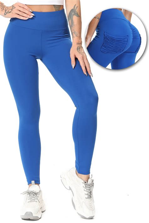 Fittoo Gym Leggings Scrunch Ruched Butt Booty With Pockets High Waist