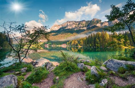 Sunny Summer Morning Hintersee Lake Austrian Alps Stock Photos Free