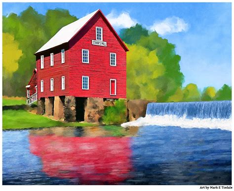 Starrs Mill Historic Georgia Grist Mill Featured Art By Mark Tisdale