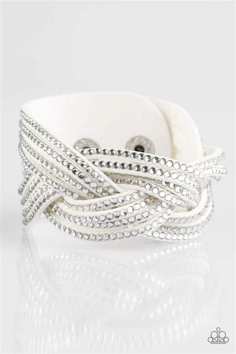 Paparazzi Bracelet ~ Big City Shimmer White Paparazzi Jewelry