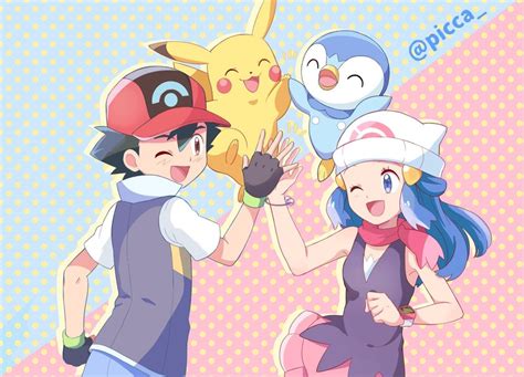 Pikachu Dawn Ash Ketchum And Piplup Pokemon And 2 More Drawn By