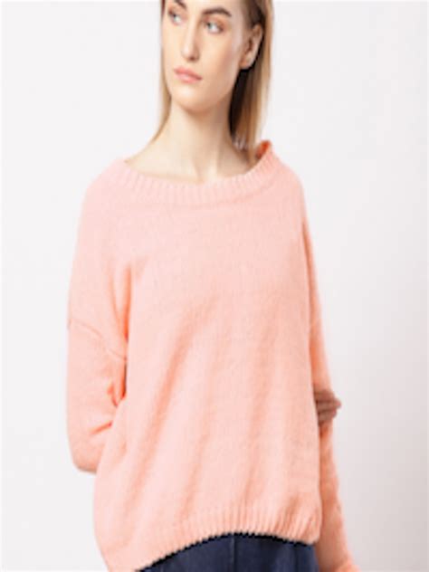 Buy Ether Women Peach Coloured Solid Sweater Sweaters For Women