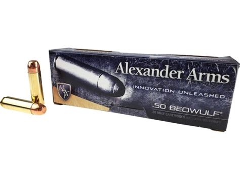 Alexander Arms Ammunition 50 Beowulf 350 Grain Plated Round Shoulder