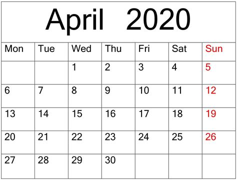April 2020 Calendar Printable Planner Latest Printable Calendar