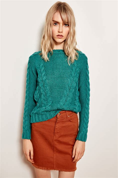 Trendyol Emerald Green Braided Knitted Sweater Tclaw19os0098 On