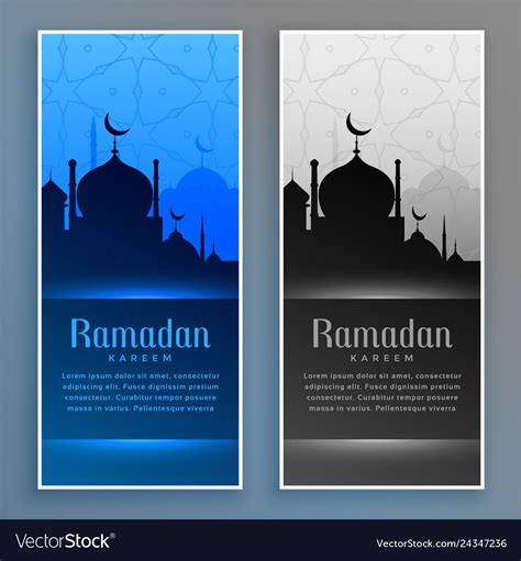 Beautiful Ramadan Banners Set With Mosque Vector Image