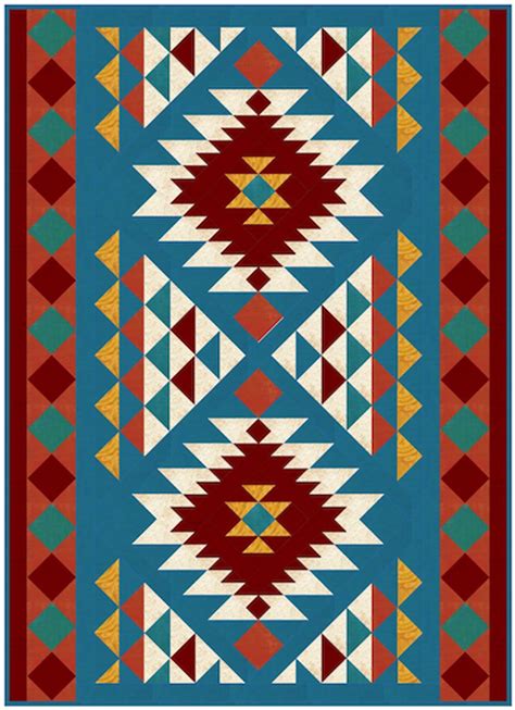Southwest Style Throw 56x 78 Bluprint Native American Quilt
