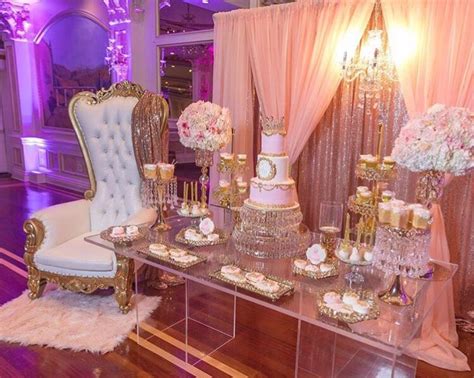 Pink And Gold Baby Shower Princess Quinceanera Decorations Pink Gold
