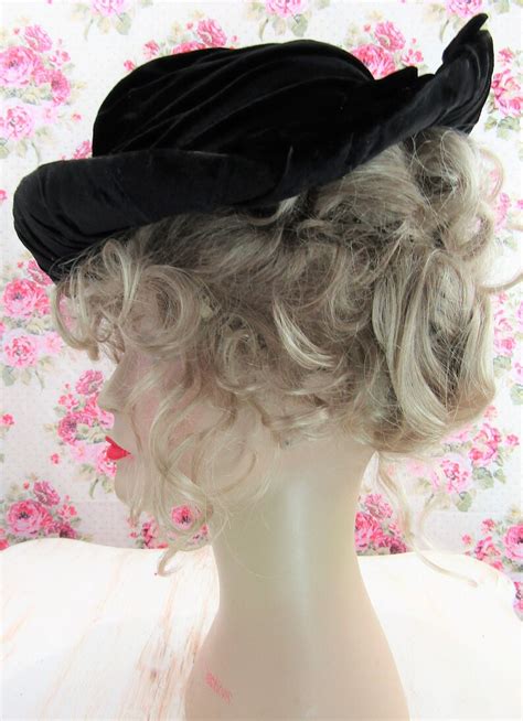 edwardian hat 1915 hat merry widow hat curled brim crushed etsy