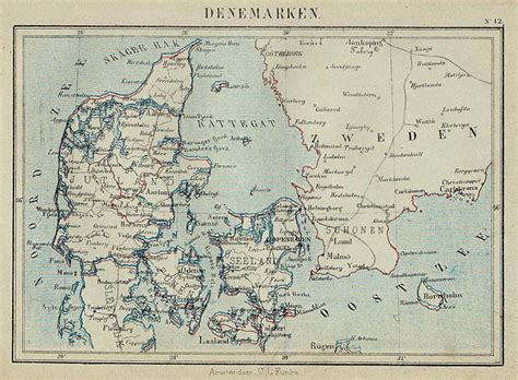 Kaart van denemarken in hoge resolutie voor download denemarken. Denemarken, een antieke kaart van Denemarken door Kuyper ...