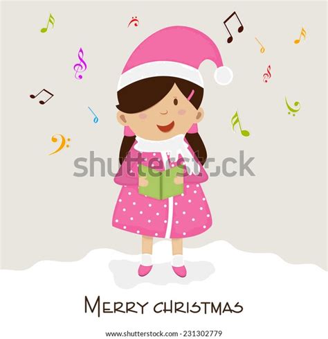 Cute Little Girl Singing Jingle On Stock Vector Royalty Free