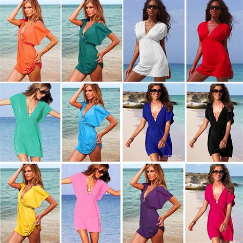 3021 Summer Dresses Fashion Deep V Neck Sexy Women Beach Dress 14 Colors Can Choose On