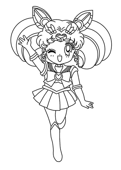 Mini Sailor Moon Anime Coloring Pages For Kids Printable Free Moon