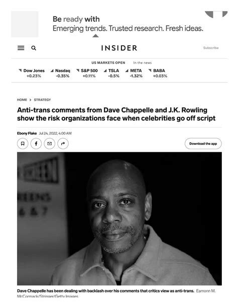 Business Insider Anti Trans Comments From Dave Chappelle And J K Rowling Show The Risk