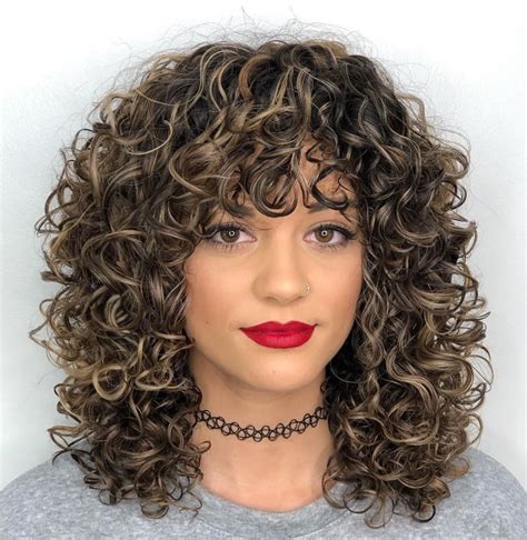 Medium Short Curly Hair With Bangs Fashion Style