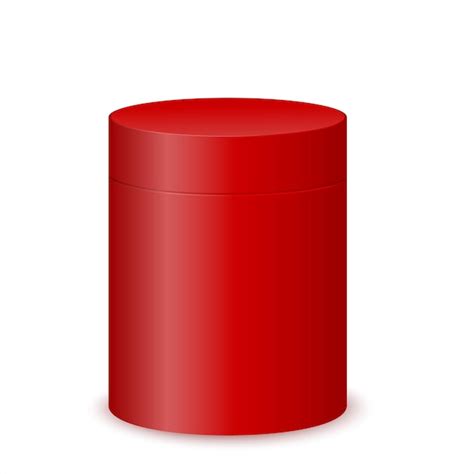 Premium Vector Red Cylinder Box Mockup Plastic Tin Or Cardboard
