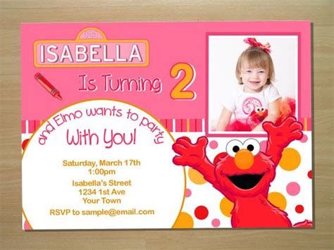 Pink Elmo Girl Birthday Invitation Digital By Squigglesdesigns Elmo Birthday Invitations