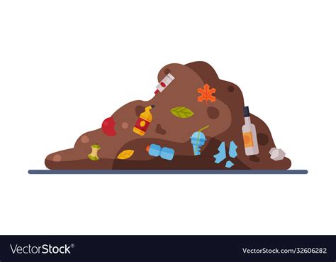 Landfill Pile Unsorted Garbage Flat Style Vector Image